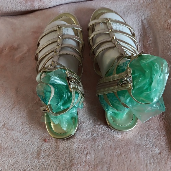 Gold Strappy Sandals - Picture 1 of 4